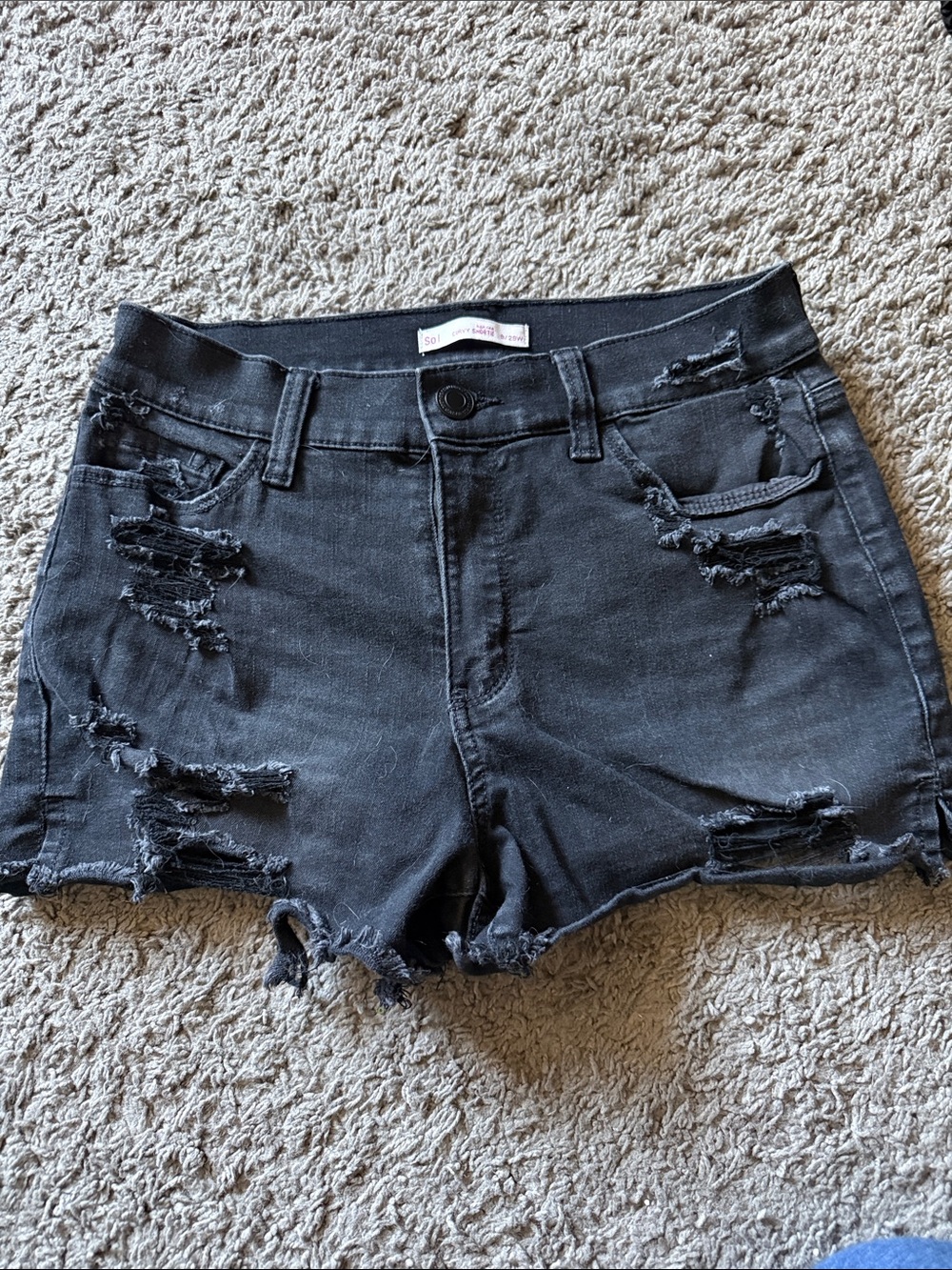 SO Black Ripped Denim Jean Shorts